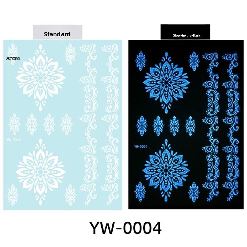Wedding Tool Luminous Henna Tattoo Sticker White Body Art Sticker Lace Temporary Tattoo  Girls