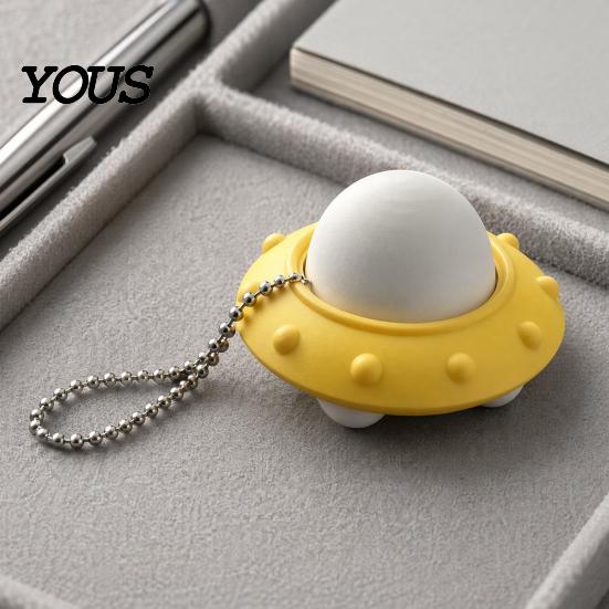 UFO Shaped Toy 3D Printed Decompression Toy, Creative Flying Saucer Fidget Pendant with Safe PLA Metal Bead Chain for Stress Relief, Anxiety