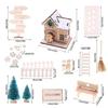 Interactive Wood Christmas Doll House Assembly Set with Miniature Furniture and Accessories LED Light Craft Model Cabin