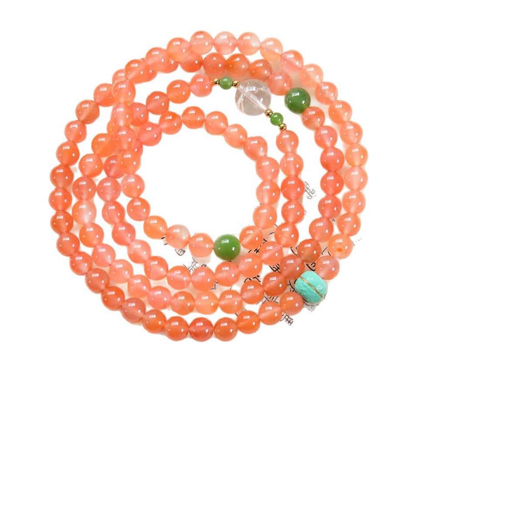 Südrotachat & Jade Kristall Eiskaltes Wasser Mehrfachumdrehung 108 Perlen Armband (Elastische Schnur)