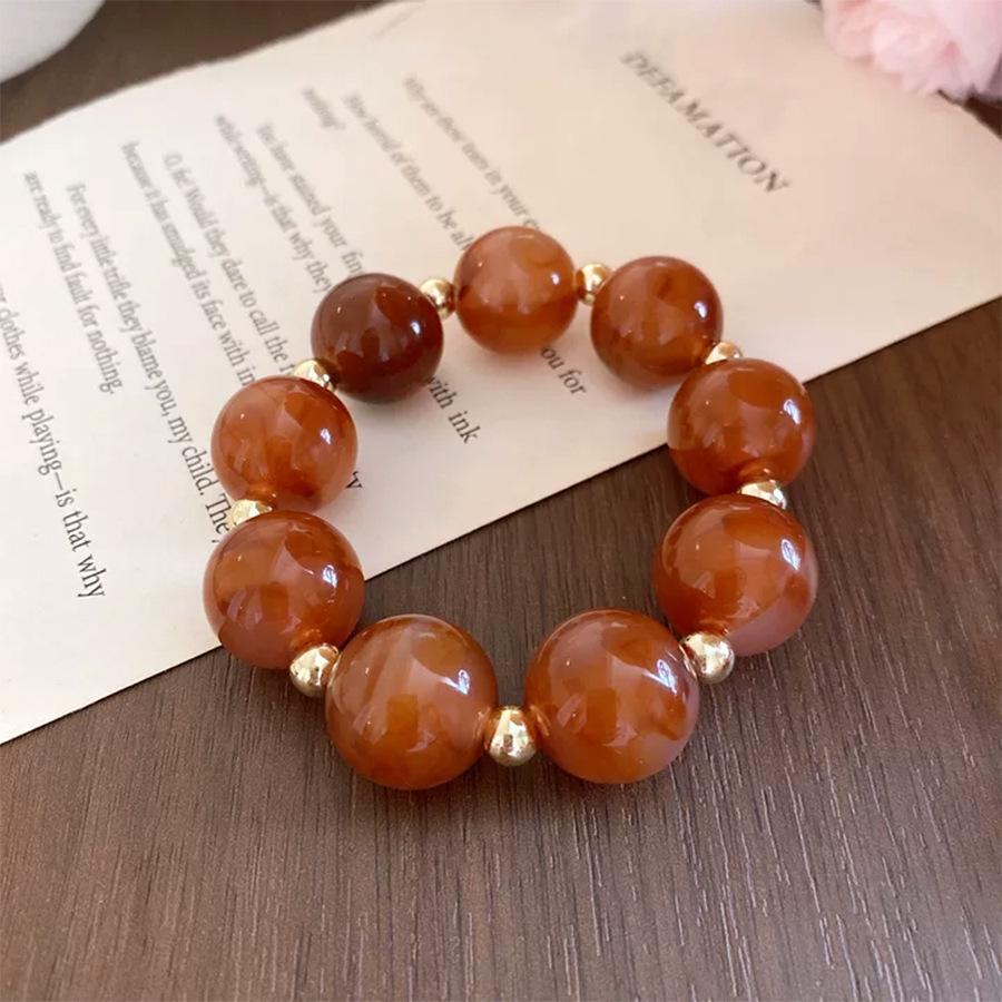 Amber Star Speckle Acrylic Geometric Beaded Bracelet - Elegant and Stylish Design, Light Luxury Hand Accessory