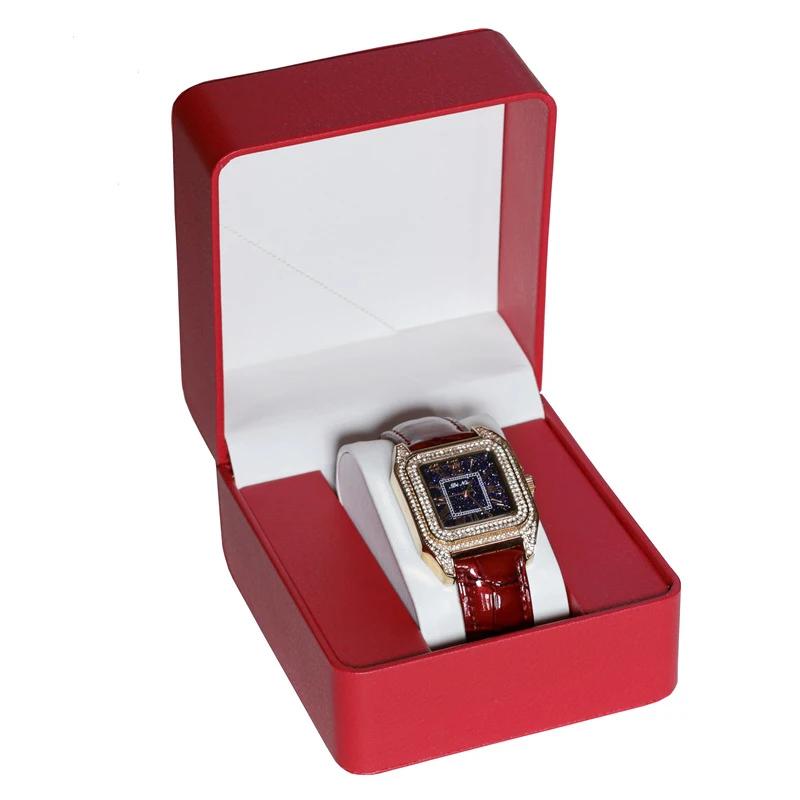 Black Single Watch Gift Box with Pillow PU Leather Wristwatch Display Case Organizer for Men Clamshell PU Leather Watch Case