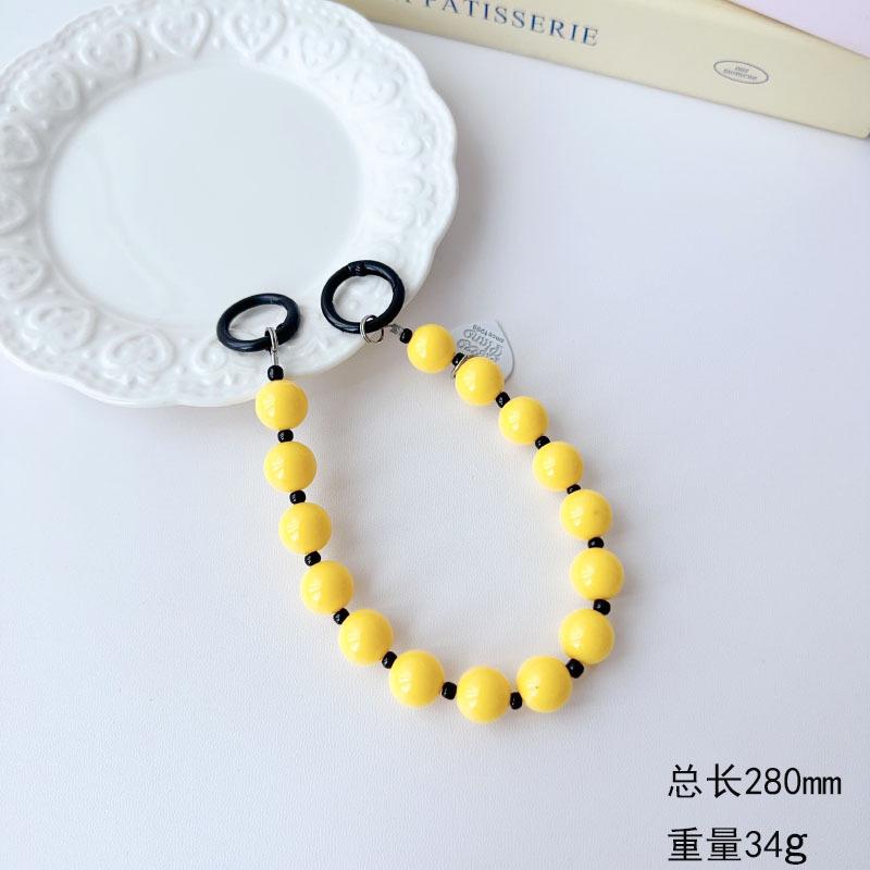 Korean and Japanese Style INS Solid Color Beaded Chain Phone Case Lanyard Handheld Wrist Strap Pendant Decoration Universal Phone Case