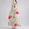Ärmelloses Plus-Size-Baumwoll-Vintage-Blumenmuster, neue Kleider für Damen, lässig, locker, langes Sommerkleid