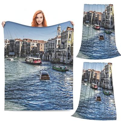 North From The Rialto Bridge Venice Grand Canal Blankets Fleece Sofa Throw Blanket Super Soft for Home Bedroom Throws Bedspread