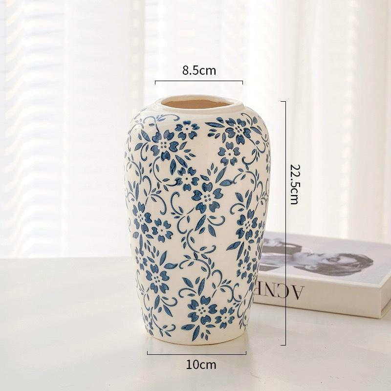 

Ваза Керамическая ваза Европейская классическая ваза Домашняя гостиница Цветочная композиция Модный орнамент Ваза S
