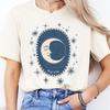Vintage Celestial Moon T-Shirt, Boho Lunar Cycle Tee, Mystical Astrology Shirt