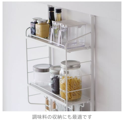 HEIAN SHINDO SPLUCE Tension Kitchen Rack, Slim Pole Rack with Hanger Set M, White, Height 70-105cm, Width 39.5cm, SPL-2, Heian Shindo Kogyo