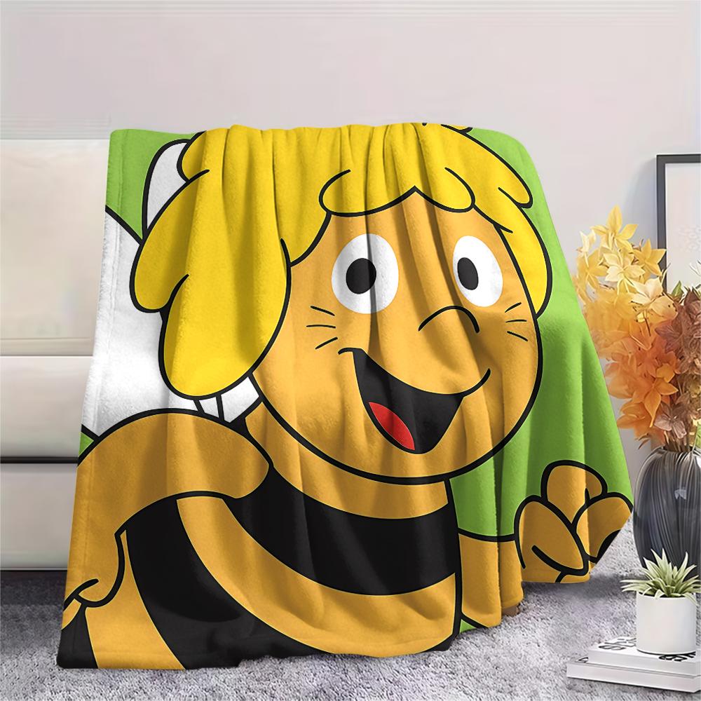 Maya the Bee Print Flannel Blanket,High Quality Comfortable for All Seasons,Home Decor,Warmth and Comfort,Perfect for Christmas Gifts