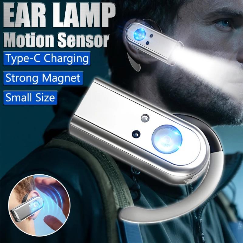 E2 LED Lightweight Headlamp Type-C Rechargeable Portable Ear Headlamp Magnetic Head Torch for Night Running Fishing and Cycling