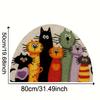 Semicircular Cartoon Cat Doormat, Non-slip Polyester Mat. Dirt-trapping, Indoor & Outdoor Use, Ideal Cat Lover Gift.