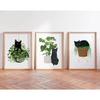 Watercolor Cute Kittens Potted Plant Canvas Print Cartoon Green Plants Animals Wall Art Postes for Modern Living Room Home Decor