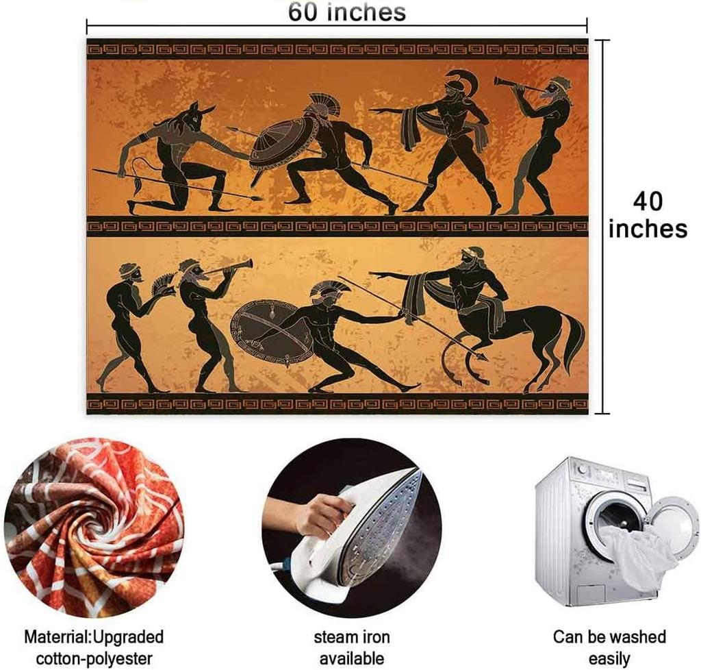 Ancient Greece Warrior Tapestry Minotaur Hunting Centaur Black Figure Pottery Classical Greek Style Gods Wall Hangings Tapestry