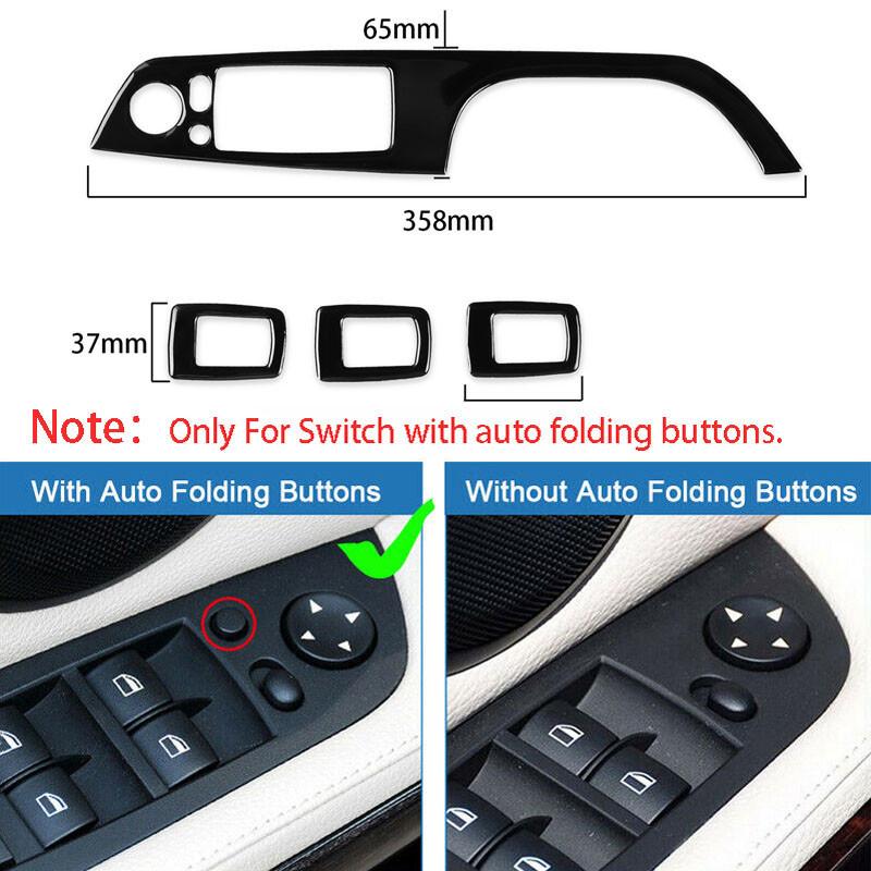 Piano Black Car Window Lift Switch Button Frame Cover For BMW 3 Series E90 E92 E93 2005-2012 with Auto Folding Button