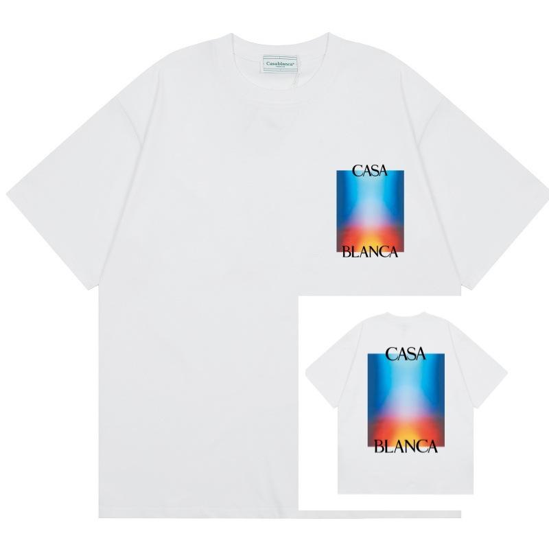 Grenzüberschreitend auf Lager exklusiv Casablanca Doppelgaze reine Baumwolle Unisex T-Shirt Hip-Hop lässig Kurzarm locker Rundhals