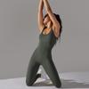 Seamless Knitted Thread Solid Color Tight Flat Collar Jumpsuit For Sports Running, Fitness Yoga, And Fitness