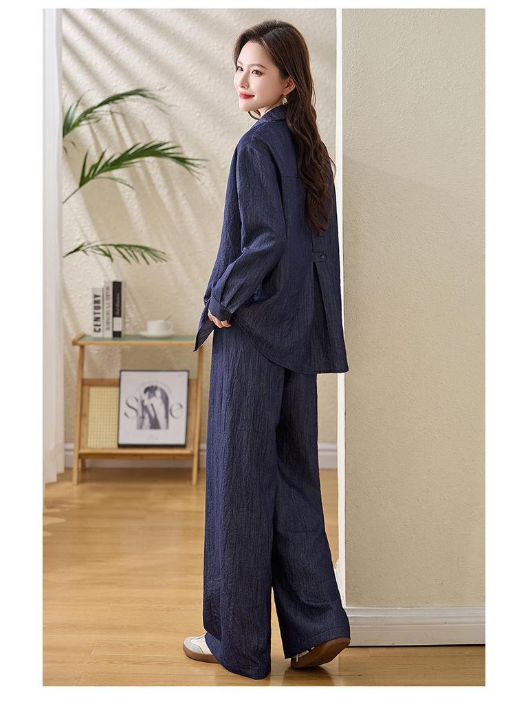 2025 Women's Summer Three-Piece Set: Denim Jacket, Camisole, Wide-Leg Pants (ME5567)