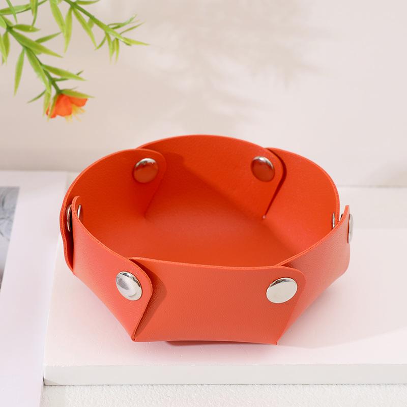 Compact PU Leather Foldable Tray: Entryway and Living Room Organizer for Keys and Jewelry