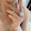 Natural Beads High-End New Products Comparable To Pearl Beads Bow Full Diamond Open Ring Women