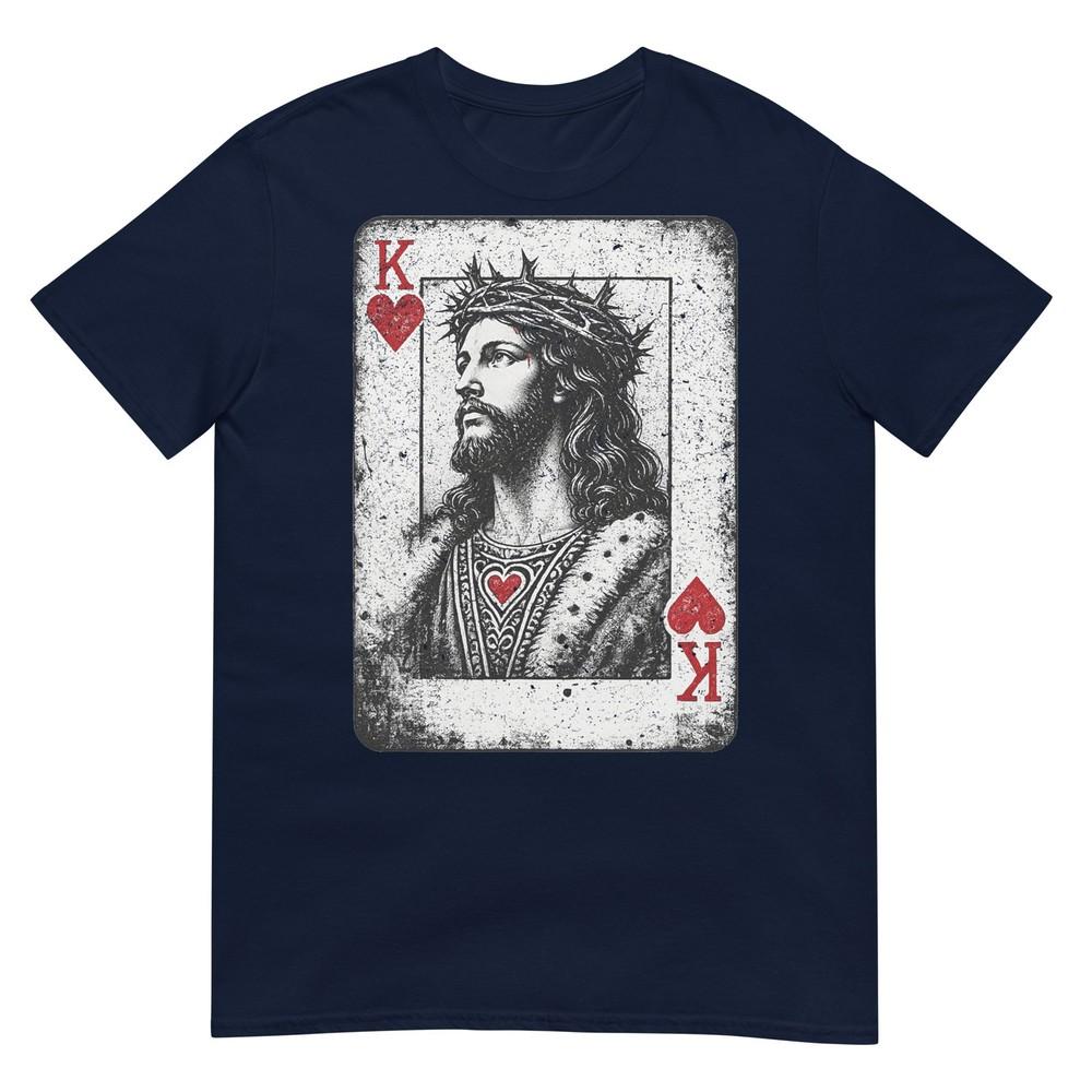 Vintage Jesus Christ King Of Hearts Christian Playing Card Tshirt S