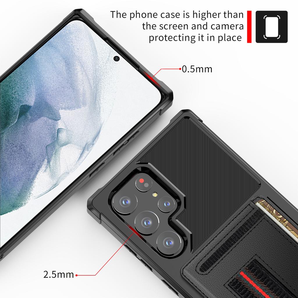 Comfortable Business Card Holder Case For Samsung Galaxy S22 Ultra S22ultra 5g S20 S21 Plus S 22 Anti -Knock Phone Bag