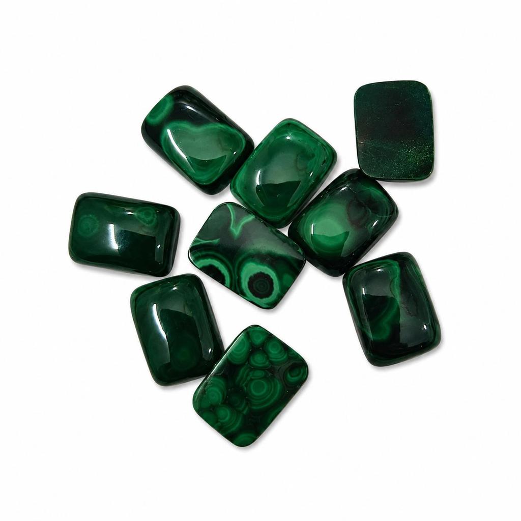 Natural Green Malachite Rectangle Cabochon 10x14mm Gemstone | Loose Stone for Jewelry Making