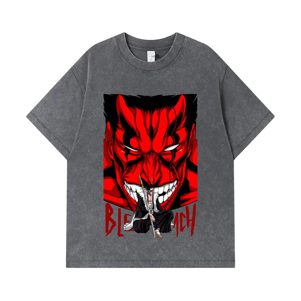 275 GSM Washed T-shirts 100% Cotton Bleach V7 Zaraki Print Unisex Heavy Cotton T Shirt