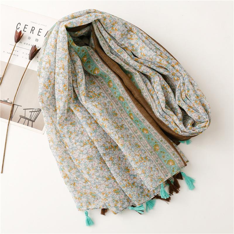 New Bohemian Styles Women Scarf Summer Beach Shawl Cotton Linen Assel Pashmina Muslim Hijab Wrap Lady Viscose Scarf
