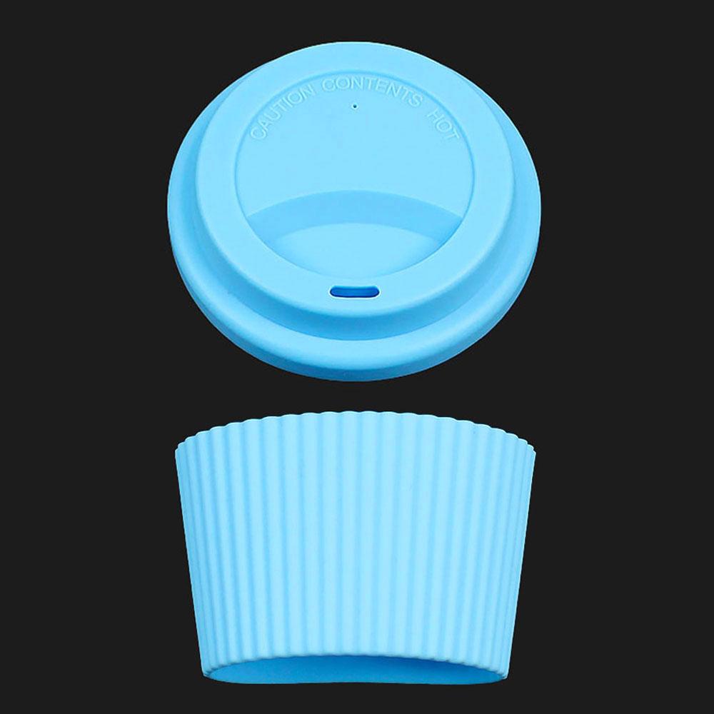 Silicone World 2PCS/Set Silicone Coffee Cup Cover Heat Insulation Anti Slip Cup Sleeve Mug Glass Cup Cover Anti-Dust Cup Lids