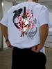 Printed Tshirt For Unisex New Summer Fashion Japanese Koi Fox Mask Katana Cherry Blossom Printed Tee Machine Washable Sxxl