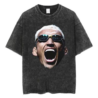 T-shirt Graphique Charles Oliveira Visage XXL en Édition Limitée Vêtements Homme Harajuku Vintage Lavé T-shirts Coton T-shirts Oversize