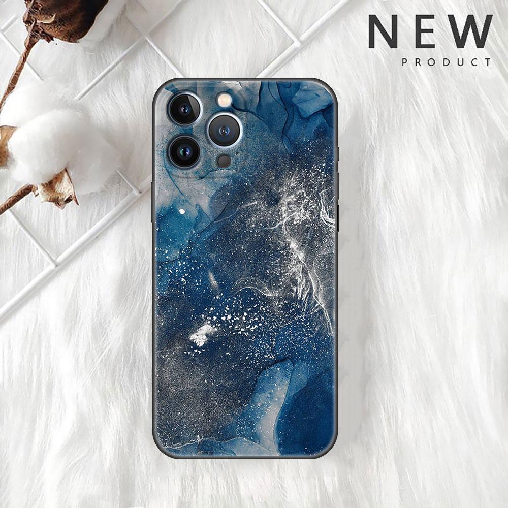 Case For Apple iPhone 11 13 12 14 Pro 7 Plus XR X XS Max 6 6S 13Pro SE 2022 Black Silicone Phone Funda Marble Pattern