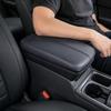 Padded Armrest Lid Cover for Front Center Console OE‑Reference 58204‑02010, Black Textured Seam Finish, Direct Replace Trim for 2019-2024