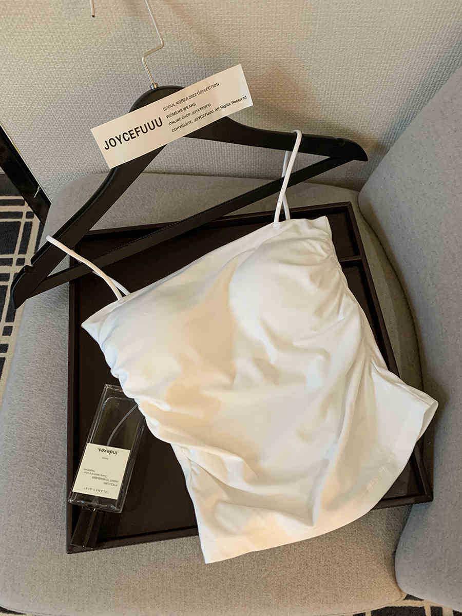 

Spicy Girl Ruched Cotton Camisole with Fixed Cup and Chest Pad One Size белый