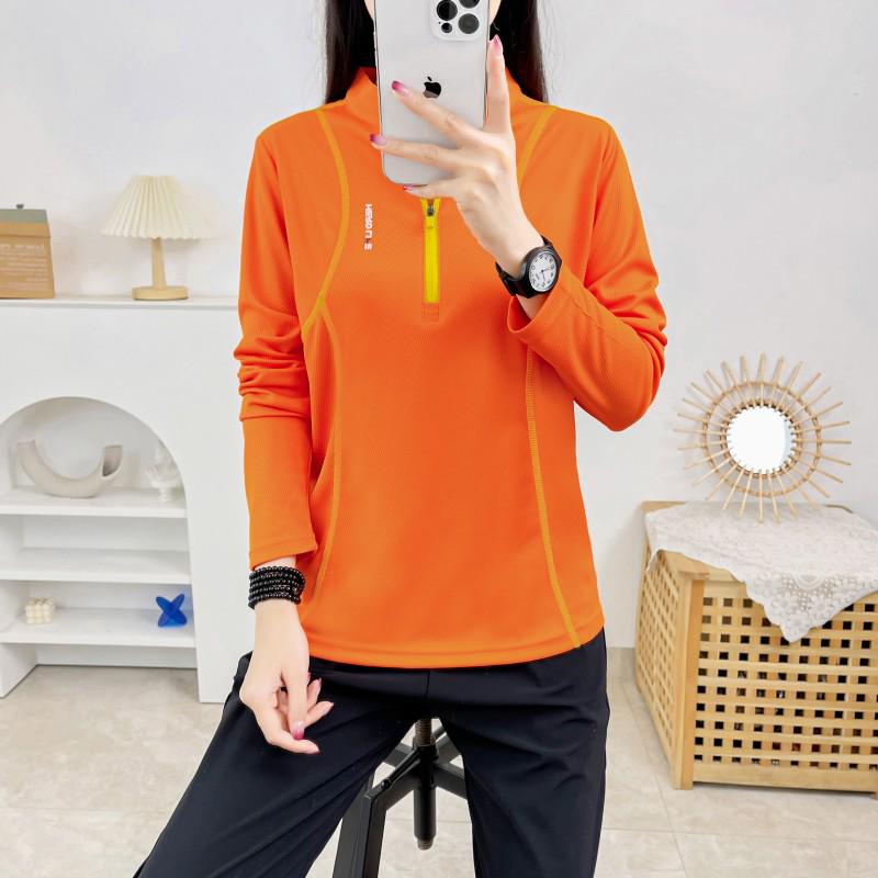 Women's Quick-Dry Spring/Fall Stand-Up Collar Running Shirt - Breathable, Long-Sleeved Sports Casual Tee