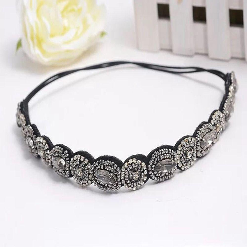 Headwear Makeup Party Turquoise Korean Style Headband Elastic Bohemian Hair Accessories Rhinestone Beaded Hairband
