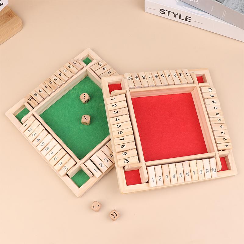 Four Sided 10 Numbers Shut The Box Board Game Set Dice 4 Players Party Number Game Board Games For Adults Families