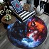 Fire and Ice Wolf Round Area Rug,Carpet Rug for Living Room Bedroom Sofa Playroom Decor,Non-slip Floor Mat