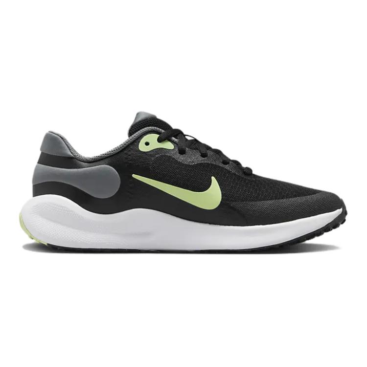 New Nike REVOLUTION 7 Anti Slip Wear Resistant Low Top Kids' Running Shoes Black Green Kids' FB7689-006