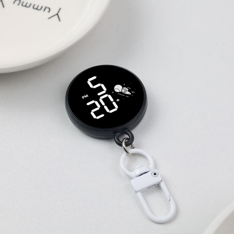 Cartoon Keychain Watch Waterproof Luminous Digital Display Led Electronic Hanging Watch Pocket Watch Astronaut Style Clock чёрный