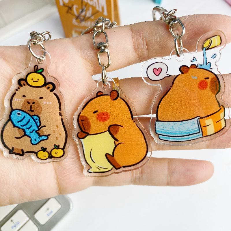 Double-Sided Acrylic Guinea Pig & Capybara Keychain – Cute, Funny Backpack Pendant, Small Gift