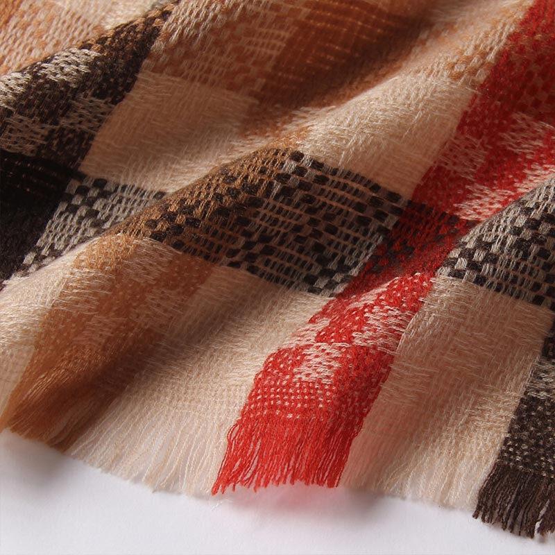 G·TENNA Women's Retro Plaid Wool Scarf