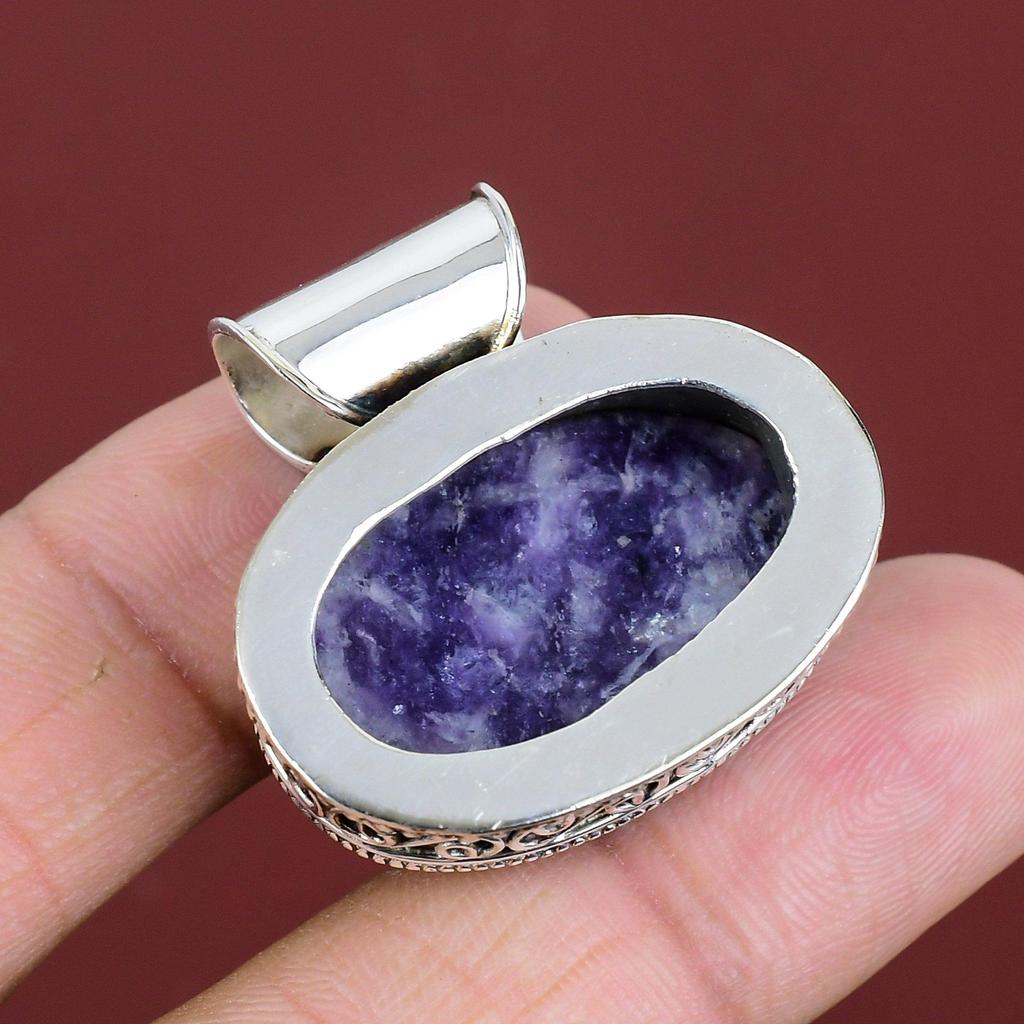 Lepidolite Pendant Vintage Pendant Genuine Gemstone Jewelry 925 Sterling Silver Pendant Dainty Jewelry Gifts For Him Handmade Unique Pendant