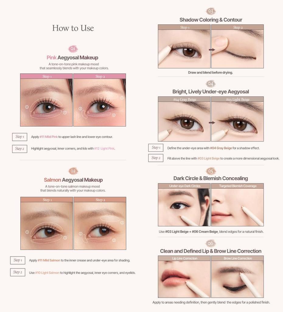 Heart Percent Dote On Mood Gel Eyeliner Pencil - Waterproof Pencil EyelinerTear BagEyebrowConcealer - High Adhesion Shadow with Built-in Sharpener