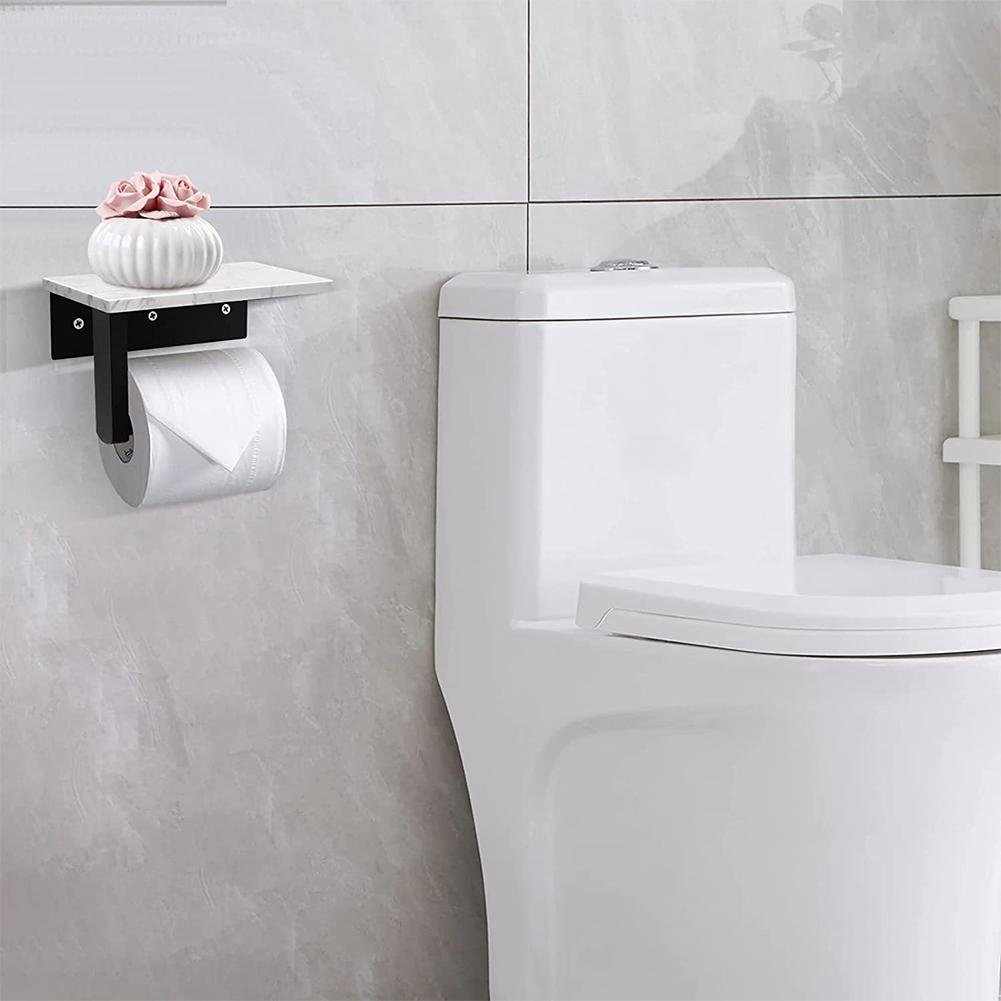 Marble Paper Towel Holder Rustproof Modern Style Paper Towel Dispenser Wall Mounted with Phone Holder for Home Kitchen Bathroom argento
