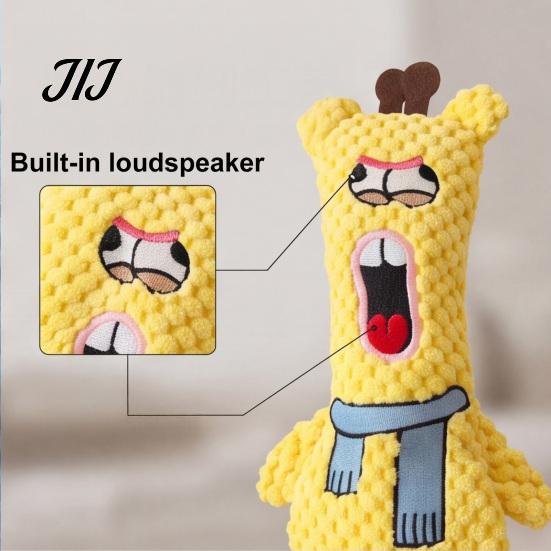 Durable Plush Toys for Daily Chewing Stuffed Animal Dog Toy, Squeaky Pet Chew Funny Cartoon Natural Biting Tendency Bear Bunny Deer Design,
