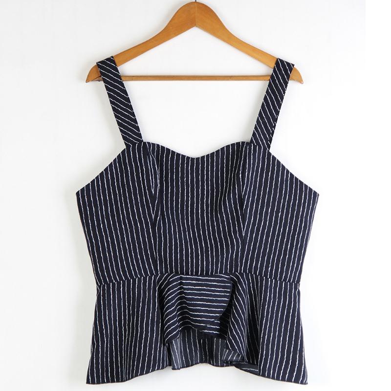 

Повседневная майка на тонких бретельках Женская шикарная полосатая майка в стиле пэчворк Укороченный топ больших размеров Свободный укороченный топ Пригородный укороченный топ на выход Y2K Узкие рубашки 4XL темно-синий