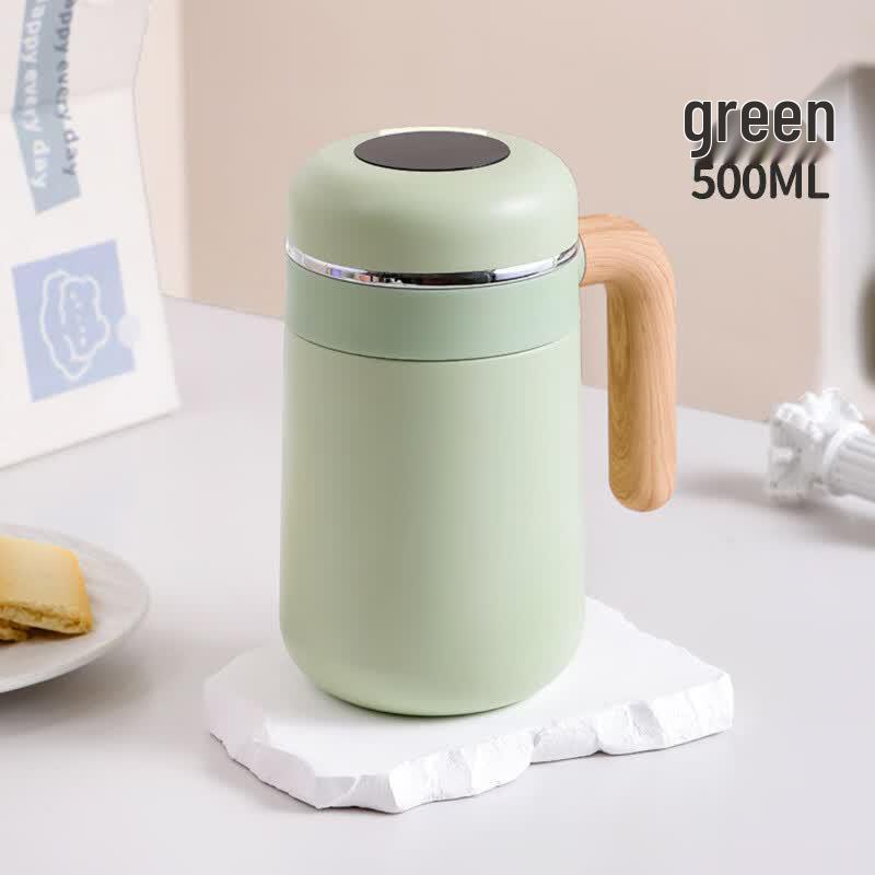 Lischen Fashion Wood Grain Handle 316 Stainless Steel Thermal Mug