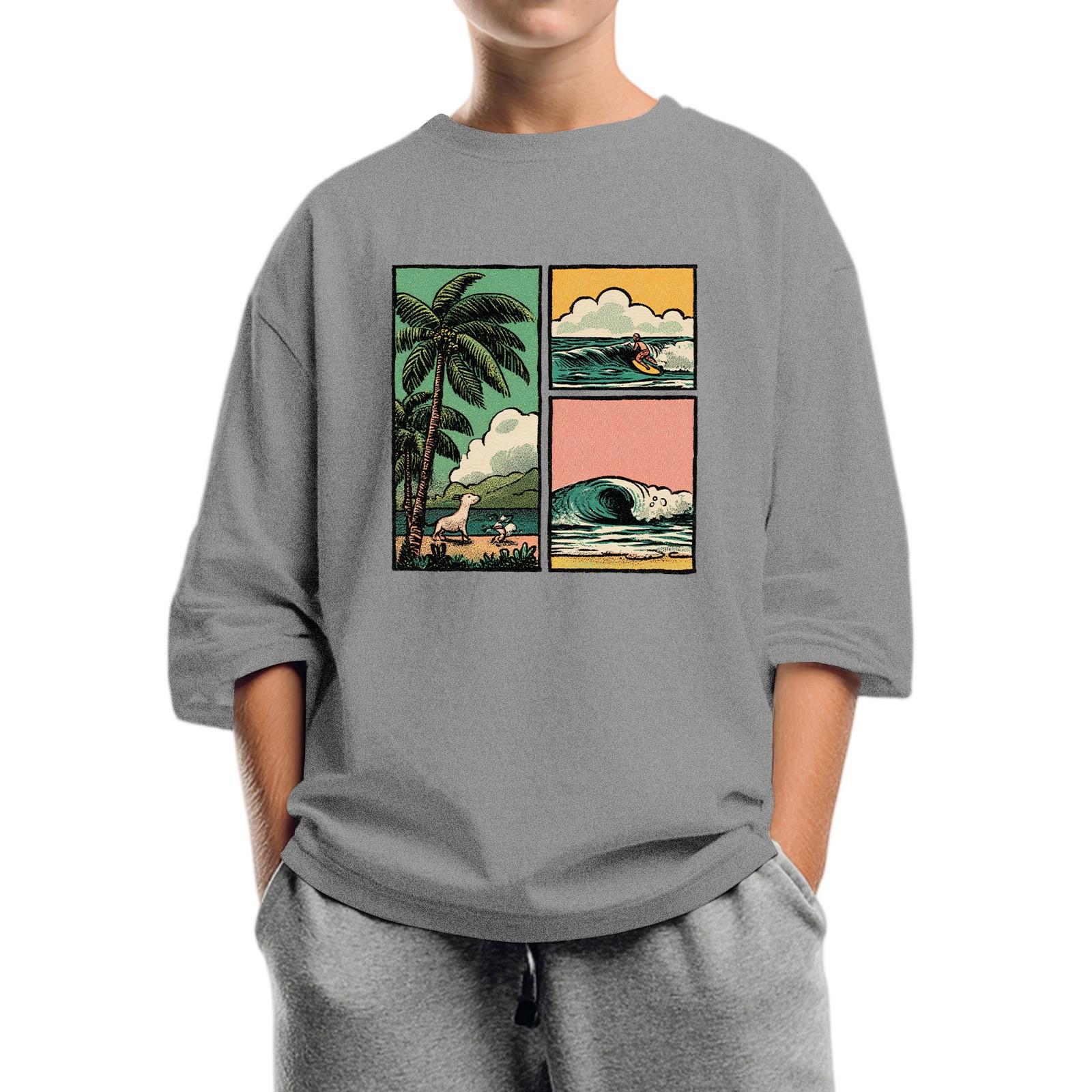

Children s Fashion Printed Round Neck Seven Sleeve Top Casual T-Shirt 120