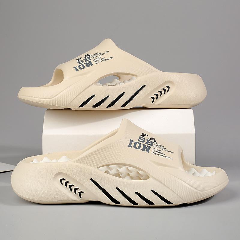 

Тапочки мужские летние уличные, спортивные, Stepping Shit Sense, нескользящие, против запаха, уличные пляжные сандалии большого размера, Drag 36-37 бежевый